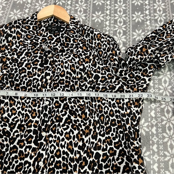 J. Crew Leopard Cotton/Linen Slim Perfect Shirt Long Sleeve Size 16 - Picture 10 of 12